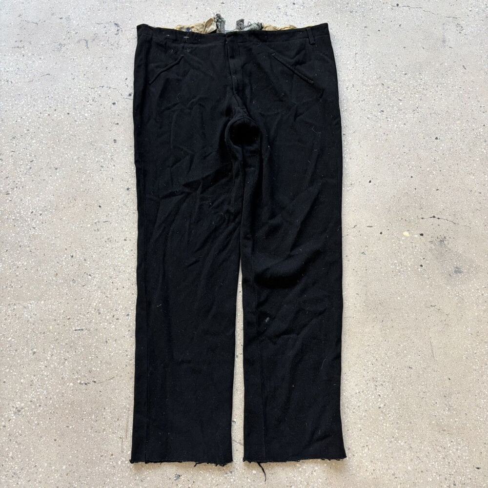 Vintage 40s Black Wool Wide Leg Western Trousers 44x34